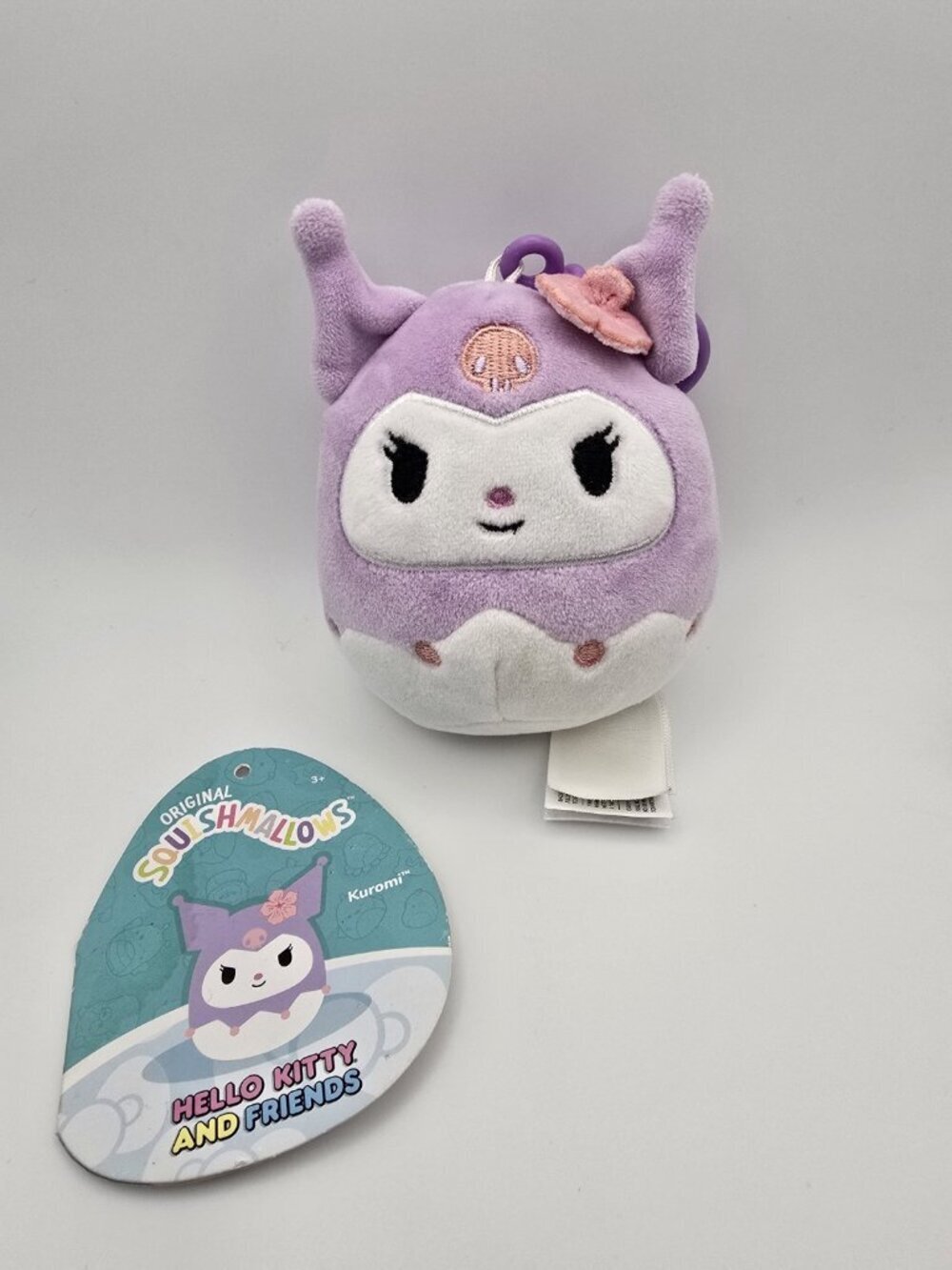 Squishmallows Sanrio Mini Plush 3.5" Purple Kuromi Clip On Key Chain